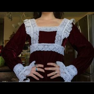 Late 60s early 70s maroon velvet dress